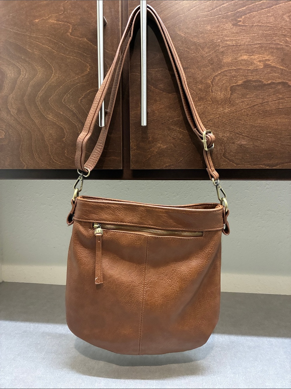 Classic Brown Crossbody Tote Bag - Unbranded